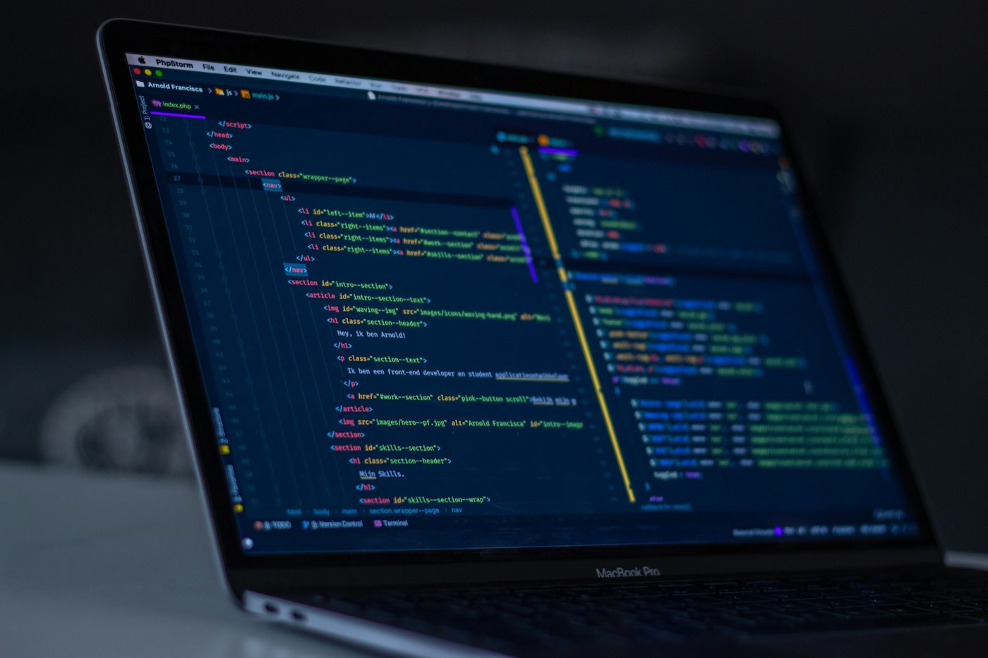 Abstract code and software architecture representing ClomedixTech custom software development.
